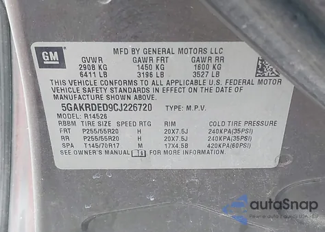 2012 Buick Enclave Premium z USA, uszkodzony, nr VIN 5GAKRDED9CJ226720